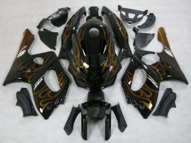 Custom 1996-2007 Yamaha YZF600R Thundercat Motorcycle Fairings - Black Dark Gold Flame
