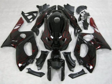 Custom 1996-2007 Yamaha YZF600R Thundercat Motorcycle Fairings - Glossy Black Red Flame