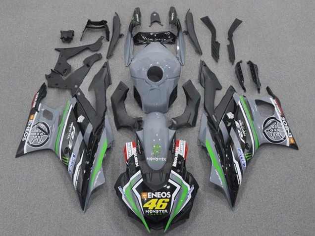 2019-2021 Yamaha YZF R3/R25 Motorcycle Fairings - Grey Black Green Black ENEOS Monster 46