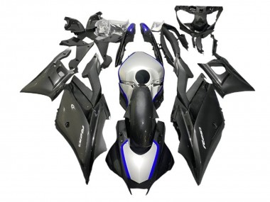 Custom 2022-2024 Yamaha YZF R3/R25 Motorcycle Fairings - Silver Blue Black Carbon Fiber Style