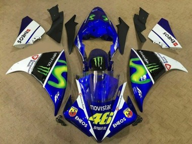 Custom 2009-2011 Yamaha YZF 1000 R1 Motorcycle Fairings - Blue White Black Green MoviStar Monster