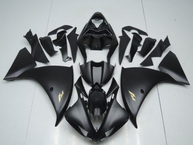 Custom 2009-2011 Yamaha YZF 1000 R1 Motorcycle Fairings - Matte Black Gold Decal