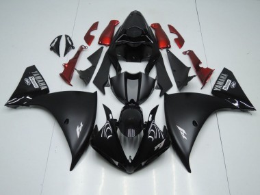 Custom 2009-2011 Yamaha YZF 1000 R1 Motorcycle Fairings - Glossy Black Matte Black White Decal Red