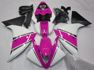 Custom 2012-2014 Yamaha YZF 1000 R1 Motorcycle Fairings - White Pink Matte Black