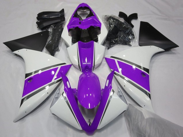 2012-2014 Yamaha YZF 1000 R1 Motorcycle Fairings - White Purple Matte Black