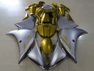 Custom 2012-2014 Yamaha YZF 1000 R1 Motorcycle Fairings - Matte Silver Gold