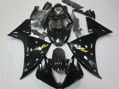 Custom 2012-2014 Yamaha YZF 1000 R1 Motorcycle Fairings - Glossy Black Gold Decals