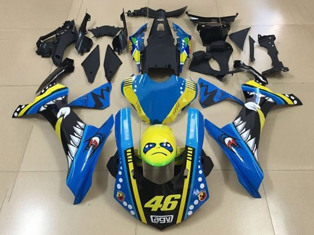 2015-2019 Yamaha YZF 1000 R1 Motorcycle Fairings - Blue Yellow Black Shark 46
