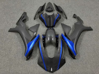 Custom 2015-2019 Yamaha YZF 1000 R1 Motorcycle Fairings - Faux Carbon Fiber Blue