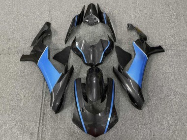 Custom 2015-2019 Yamaha YZF 1000 R1 Motorcycle Fairings - Faux Carbon Fiber Light Blue