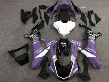 Custom 2015-2019 Yamaha YZF 1000 R1 Motorcycle Fairings - Purple White Glossy Black Motul SAM