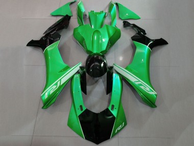 Custom 2015-2019 Yamaha YZF 1000 R1 Motorcycle Fairings - Green Glossy Black Silver