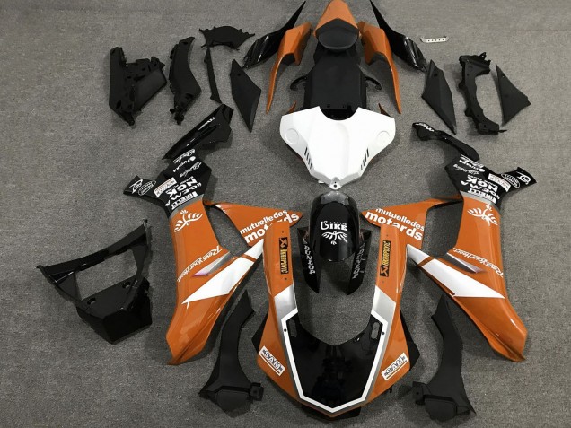 2015-2019 Yamaha YZF 1000 R1 Motorcycle Fairings - Orange White Glossy Black