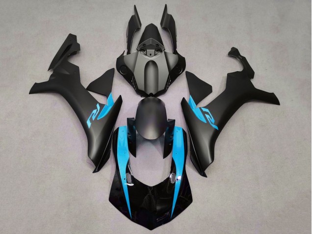 2015-2019 Yamaha YZF 1000 R1 Motorcycle Fairings - Matte Black Glossy Black Light Blue