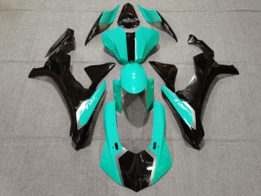 Custom 2015-2019 Yamaha YZF 1000 R1 Motorcycle Fairings - Turquoise Blue Glossy Black