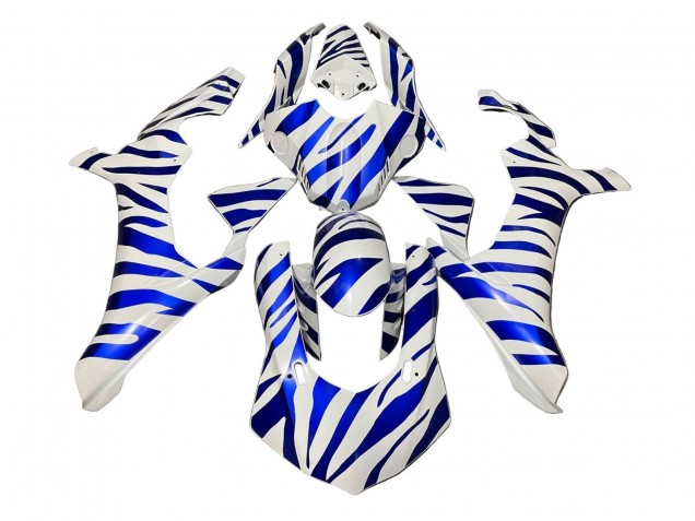 2020-2025 Yamaha YZF 1000 R1 Motorcycle Fairings - White Blue Zebra