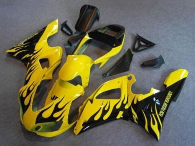 Custom 1998-1999 Yamaha YZF 1000 R1 Motorcycle Fairings - Yellow Black Flame