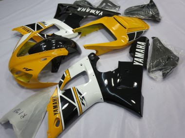 Custom 1998-1999 Yamaha YZF 1000 R1 Motorcycle Fairings - Yellow White Glossy Black