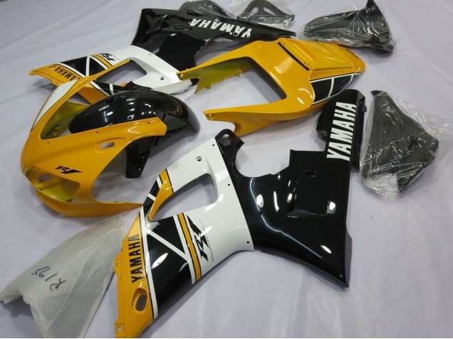 1998-1999 Yamaha YZF 1000 R1 Motorcycle Fairings - Yellow White Glossy Black