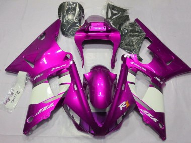 Custom 2000-2001 Yamaha YZF 1000 R1 Motorcycle Fairings - Raspberry White Silver