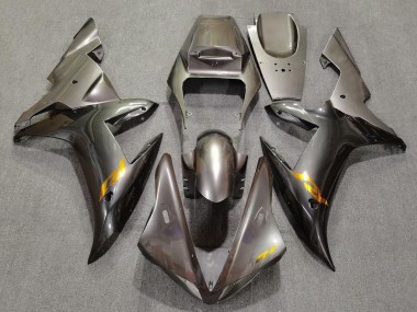 Custom 2002-2003 Yamaha YZF 1000 R1 Motorcycle Fairings - Grey with Gold Decals