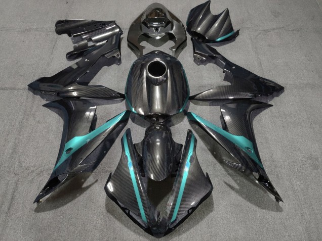 2004-2006 Yamaha YZF 1000 R1 Motorcycle Fairings - Carbon Fiber Style Teal Green