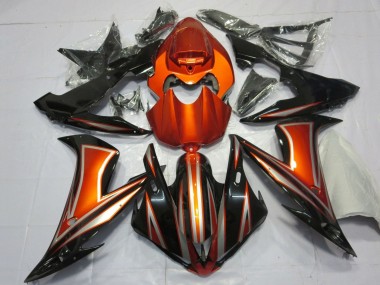 Custom 2004-2006 Yamaha YZF 1000 R1 Motorcycle Fairings - Orange Glossy Black