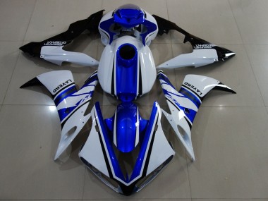 Custom 2004-2006 Yamaha YZF 1000 R1 Motorcycle Fairings - White Blue Black