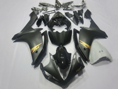Custom 2007-2008 Yamaha YZF 1000 R1 Motorcycle Fairings - Glossy Black Matte Black Gold Decal