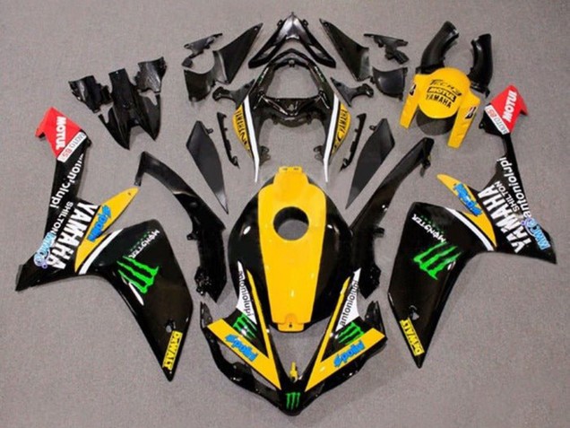 2007-2008 Yamaha YZF 1000 R1 Motorcycle Fairings - Yellow White Black Green Monster Dewalt