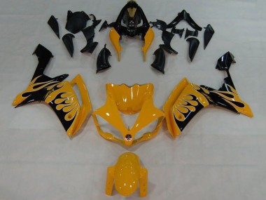 Custom 2007-2008 Yamaha YZF 1000 R1 Motorcycle Fairings - Yellow Black Flame