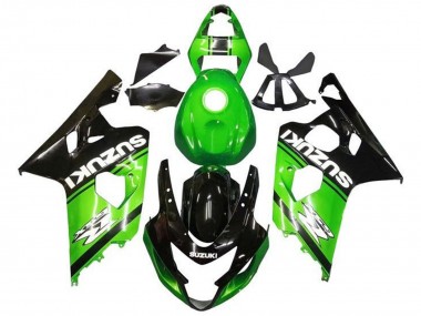 Custom 2004-2005 Suzuki GSXR 600 / GSXR 750 Motorcycle Fairings - Green Black White