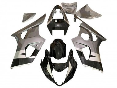 Custom 2004-2005 Suzuki GSXR 600 / GSXR 750 Motorcycle Fairings - Silver Glossy Black