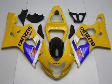 Custom 2004-2005 Suzuki GSXR 600 / GSXR 750 Motorcycle Fairings - Yellow White Blue Black