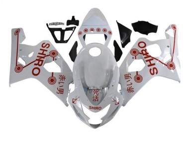 Custom 2004-2005 Suzuki GSXR 600 / GSXR 750 Motorcycle Fairings - White Red Shiro
