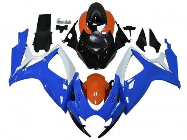 2006-2007 Suzuki GSXR 600 / GSXR 750 Motorcycle Fairings - Orange Blue White Black