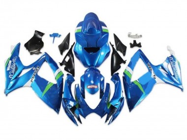 Custom 2006-2007 Suzuki GSXR 600 / GSXR 750 Motorcycle Fairings - Blue Green White Ecstar