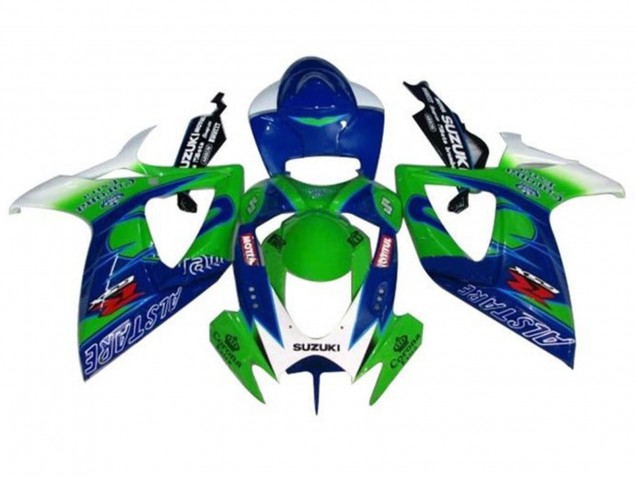 2006-2007 Suzuki GSXR 600 / GSXR 750 Motorcycle Fairings - White Blue Green Alstare