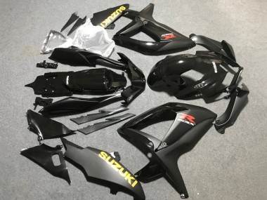 Custom 2006-2007 Suzuki GSXR 600 / GSXR 750 Motorcycle Fairings - Matte Black Glossy Black Yellow