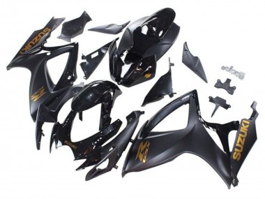 Custom 2006-2007 Suzuki GSXR 600 / GSXR 750 Motorcycle Fairings - Matte Black Glossy Black Gold