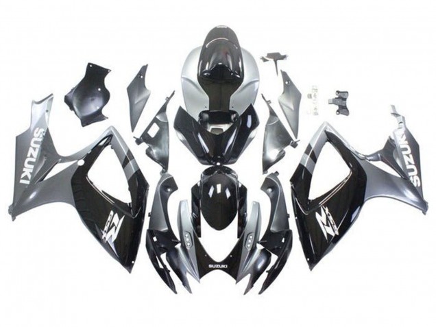 2006-2007 Suzuki GSXR 600 / GSXR 750 Motorcycle Fairings - Silver Glossy Black White
