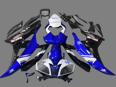 Custom 2006-2007 Yamaha YZF R6 Motorcycle Fairings - White Blue Glossy Black Yamalube