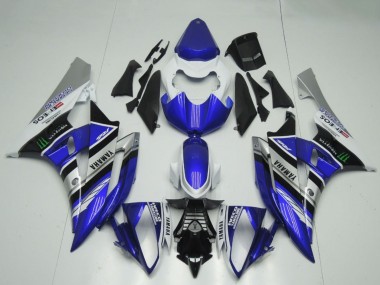Custom 2006-2007 Yamaha YZF R6 Motorcycle Fairings - White Blue Silver Black ENEOS Monster
