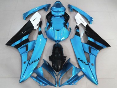 Custom 2006-2007 Yamaha YZF R6 Motorcycle Fairings - White Light Blue Black