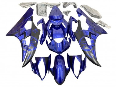Custom 2006-2007 Yamaha YZF R6 Motorcycle Fairings - Blue Matte Black