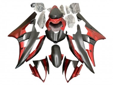 Custom 2006-2007 Yamaha YZF R6 Motorcycle Fairings - Red Matte Black