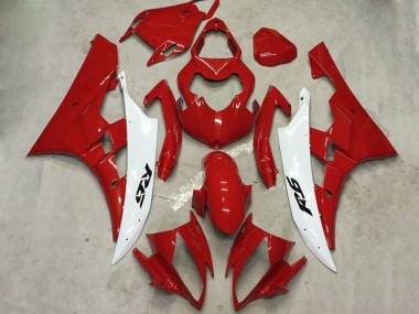 Custom 2006-2007 Yamaha YZF R6 Motorcycle Fairing Kits - White Red