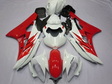 Custom 2006-2007 Yamaha YZF R6 Motorcycle Fairing - White Red