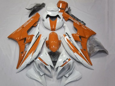 Custom 2006-2007 Yamaha YZF R6 Motorcycle Fairings - White Orange
