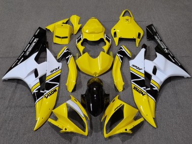 Custom 2006-2007 Yamaha YZF R6 Motorcycle Fairings - Yellow White Glossy Black Motul Michelin